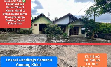 Rumah dijual murah dan luas full bangunan di Candirejo Semanu Gunung Kidul luas 418 m2 hanya 220 jt nego