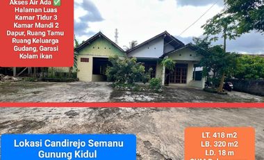 Rumah dijual murah dan luas full bangunan di Candirejo Semanu Gunung Kidul luas 418 m2 hanya 220 jt nego