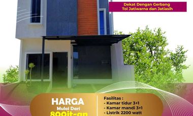 Rumah murah 2 lantai lokasi dekat pintu tol jatiwarna