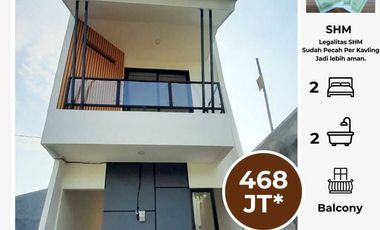 Rumah modern 2 lantai lokasi dipinggir jalan raya dekat tol desari