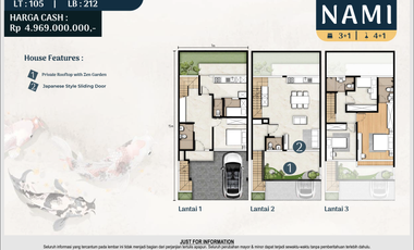 Rumah 3 Lantai Sapporo Residence di PIK 2
