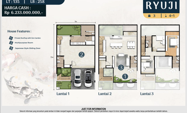 Rumah 3 Lantai Sapporo Residence di PIK 2
