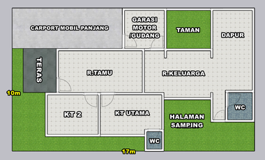 Rumah type 100/170m2 di mustika karya gt payung