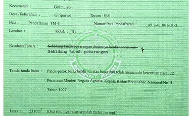 tanah murah,pinggir jalan propinsi.view istimewa