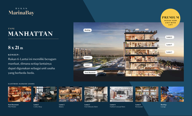 Rukan Marina Bay 6 Lantai Semi-Basement Lift dan Rooftop di PIK 2