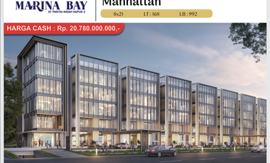 Rukan Marina Bay 6 Lantai Semi-Basement Lift dan Rooftop di PIK 2