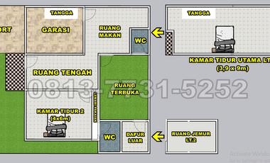 rumah 2lt type 150/216m2 di griya asri sei ulin banyak bonus