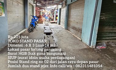 Jual stand/toko lokasi pasar balong panggang gresik