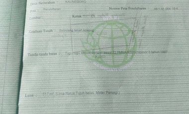 TANAH TERMURAH PINGGIR JL. RAYA MAYOR UNUS 517M KALINEGORO MERTOYUDAN