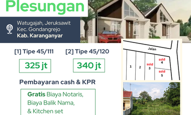 Dijual rumah tipe 45/111 di plesungan karanganyar (dekat solo kota)