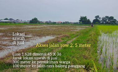 Tanah sawah nol jalan dekat jalan raya lokasi balong panggang