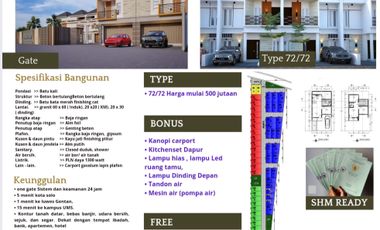 JUAL RUMAH BARU CLUSTER SOLOBARU 585 JUTA TYPE 72/72