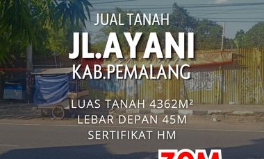 Kavling Tanah JL.A.Yani Super Strategies Pusat Kab Pemalang dkt Alun2