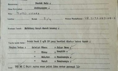 Dijual Cepat Tanah Luas 765m2 Bonus Kontrakan 7 Pintu di Pond. Gede