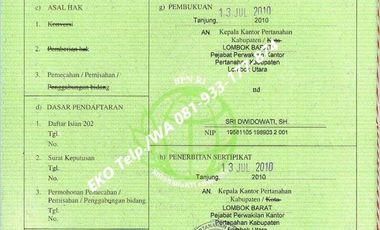 Dijual Tanah Pinggir Pantai View Sunset di Gili Trawangan Lombok