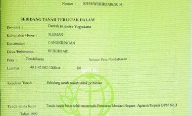 Dijual Murah Rumah + Tanah Sawah Sepaket  di Cangkringan  Sleman
