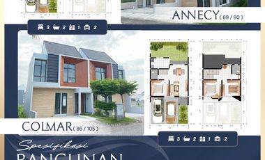 Dijual Rumah Baru 2Lt type Annecy & Colmar di AMARTHA SAFIRA sidoarjo