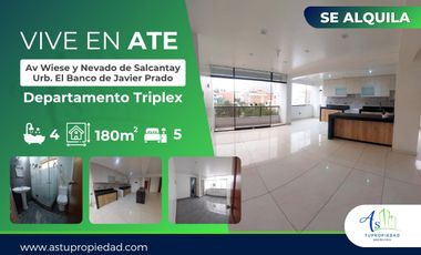 ALQUILER DEPARTAMENTO TRIPLEX 5TO PISO URB EL BANCO DE JAVIER PRADO ATE