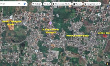 Tanah murah Domas Menganti Gresik Dijual cepat B.U Poll dkt Jl. Raya