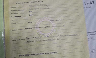 Dijual Tanah Ubud 350 m2 sangat strategis View Sawah Aktif