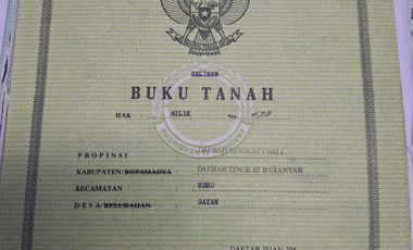 Dijual Tanah Ubud 350 m2 sangat strategis View Sawah Aktif