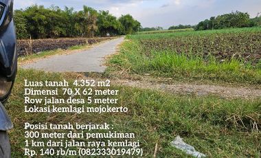 Tanah termurah pinggir jalan desa kemlagi mojokerto
