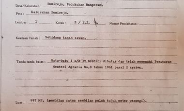 JUAL TANAH KULONPROGO DI BUMIREJO LENDAH