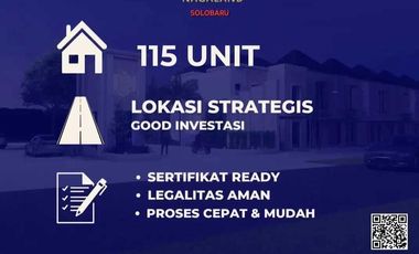 JUAL RUMAH BARU TINGKAT CLUSTER SOLOBARU 530 JUTA TYPE 60/70