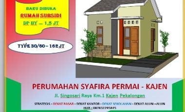 Dijual Rumah Subsidi  type 30/60 di Kajen