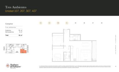 Departamento 3 ambientes al contrafrente en venta - Villa Urquiza