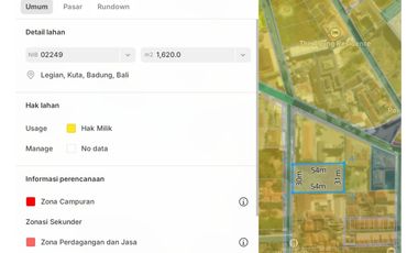 Tanah Premium 16.2 are Legian, Seminyak  Bali