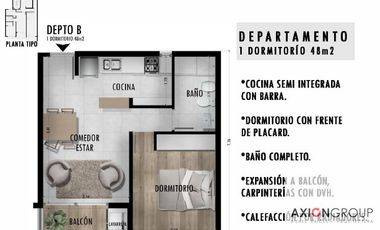 Calle 60 e/ 16 y 17 - Departamento 1 dorm c/ cochera