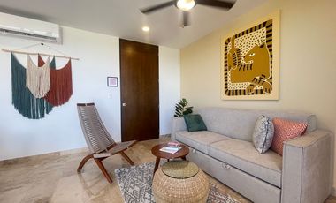 AMPLIO DEPARTAMENTO CON ALBERCA PRIVADA, EN ZONA PRIVILEGIADA EN TULUM, A POCOS MINUTOS DE LA PLAYA.