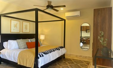AMPLIO DEPARTAMENTO CON ALBERCA PRIVADA, EN ZONA PRIVILEGIADA EN TULUM, A POCOS MINUTOS DE LA PLAYA.