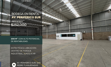 BODEGA EN RENTA EN AV. PERIFERICO SUR, SAN PEDRO TLAQUEPAQUE, JALISCO