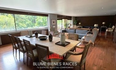 Renta departamento amueblado con terraza y vista arbolada