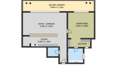 DEPARTAMENTO VENTA SAN MARTIN 2 AMBIENTES VISTA