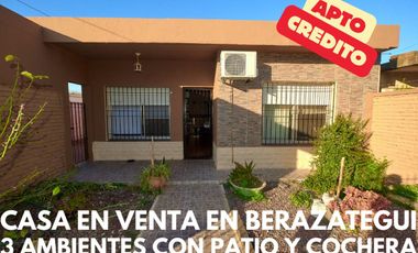 VENTA CASA 3 AMB  PATIO BERAZATEGUI APTA CREDITO