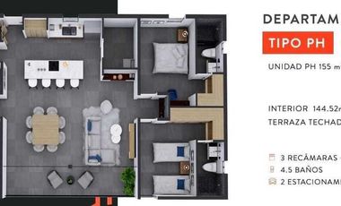 Departamento en Venta   Zona Cumbres -  Monterrey N.L