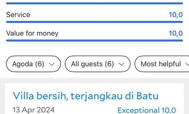 DISEWAKAN VILA BATU TENGAH KOTA DEKAT SEMUA WISATA