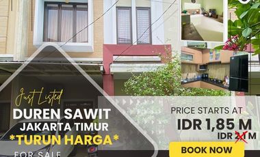 DUREN SAWIT JAKTIM RUMAH CLUSTER 2 LT TURUN HARGA JUAL CEPAT Z68