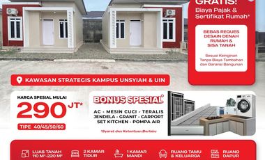 Jual Rumah Dekat Kampus UIN & Unsyiah Banda Aceh-Bebas Request Desain Denah & Tipe Rumah Sesuai Keinginan
