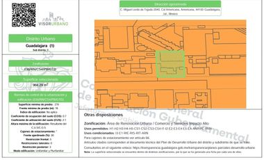 Terreno en venta en la Colonia Americana, Guadalajara, Jalisco.