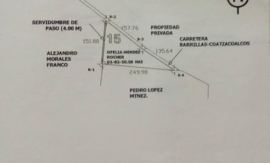 Terreno en Venta Carret. a Barrillas, Col. Nueva Era. Coatzacoalcos, Ver.