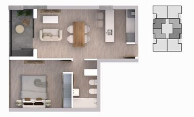 Venta departamento Garden Inn 1 dormitorio