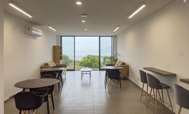 Departamento con vistas al Lago de Chapala y a pie de malecón de Jocotepec, 2 habitaciones, con amenidades y elevador