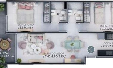 MAPA 07, DEPTO 2D 2B EXT. EN CONSTRUCCIÓN C/BALCÓN EN GRAL PAZ !
