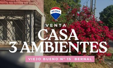 VENTA CASA  3 AMB EN BERNAL CON COCHERA DOBLE