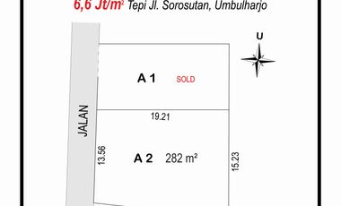 Malioboro Super Dekat: Tanah Sorosutan 282m2, Villa Homestay Cocok