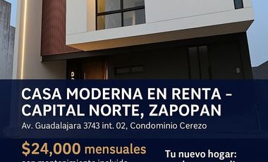 🏡 Casa Moderna en Renta – Capital Norte, Zapopan